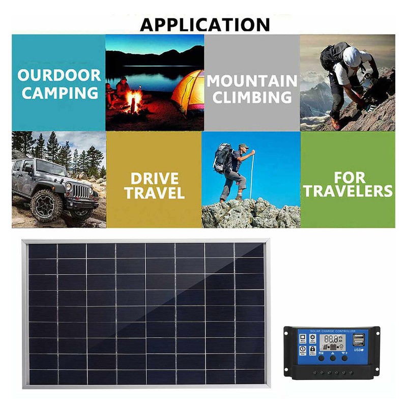 Solar Panel 10W 12V Polycrystalline IP65 Waterproof Portable 30A Solar