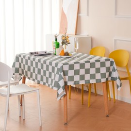 Ohocut Checkered Table Cloth Rectangle Table, Classic Checkerboard Tablecloth for Picnic, Party, Dinner Table Cover, Waterproof Washable Wrinkle Resistant (Green, 55''x84''(6-8 Seats))