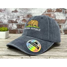 Hepandy Embroidered California Bear Baseball Hats, California Bear (Washed Navy Blue), One Size