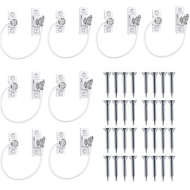 HOMGEN Window Restrictors Popular 8pcs Window Restrictors Locks Baby Security Window Locks Window Restrictor for Upvc Safety Window Locks with Screws &Keys Perfect for Windows Doors-White