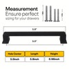 Black Cabinet Handles 5 Inch Hole to Hole - Bar
