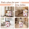 Cute Ladybug Laundry Hamper,Pink Flower Collapsible Laundry Basket with Handles