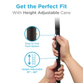 NOVA Shoe Horn Offset Cane, 2-in-1 Shoe Helper & Walking Aid, Self-Standing, 5-Point Base, Foam Handle, Lightweight Aluminum, Slip-Resistant Tip, Fade & Chip Resistant, Black