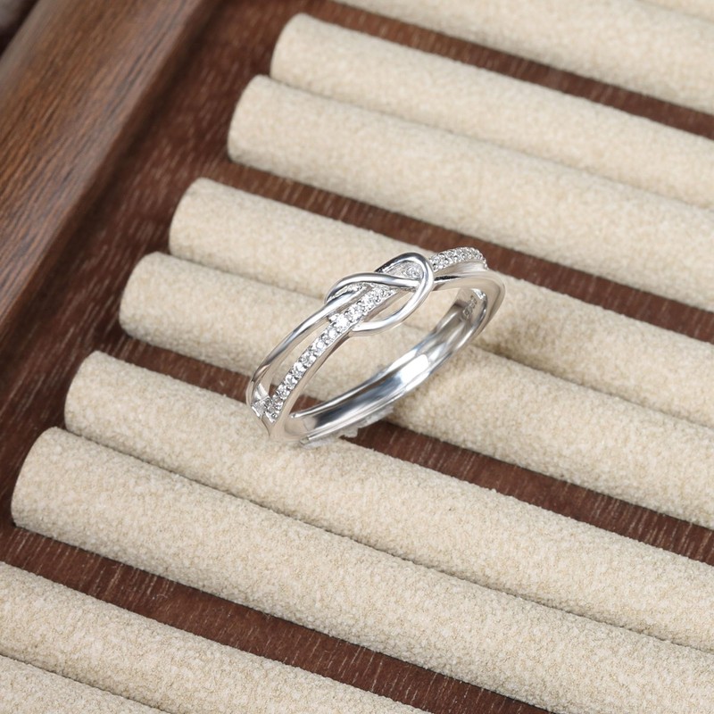 Macachii 925 Sterling Silver Adjustable Love Knot Ring for Women,
