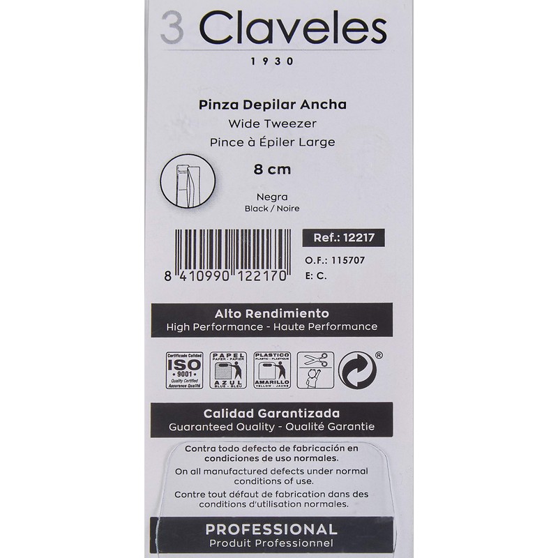3 Claveles Wide Tweezers, 6 g