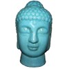 UTC Ceramic Buddha Head Rounded Ushnisha Turquoise Blue Crackle 6.3"