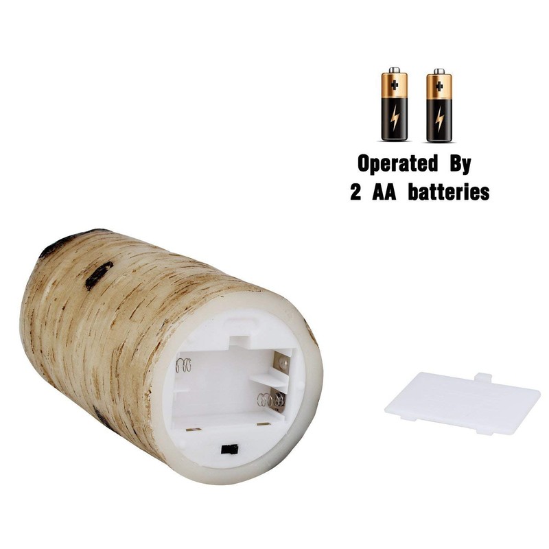 Nancia Flameless Candles Birch Bark Effect Battery Operated Candle,3PACK Real