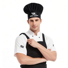 DYJYBMY Grill Daddy Adult Adjustable Chef Hat Grill BBQ Kitchen Cooking Baker Cap, Dad Grill BBQ Gifts, Fathers Day Birthday Retirement Gifts for Men Husband Dad Uncle Grandfather Black