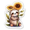 Sloth with Sunflower Sticker - 3" Laptop Sticker - Waterproof Vinyl for Car, Phone, Water Bottle - Cute Floral Sloth Decal
