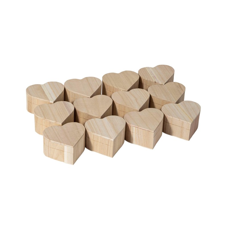 36 Piece Small Wooden Box Unfinished Wooden Treasure Box with