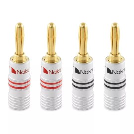 Nakami 4pcs 24k Gold Plated 4mm Banana Plug Cable Audio Speaker Connector for Nakamichi