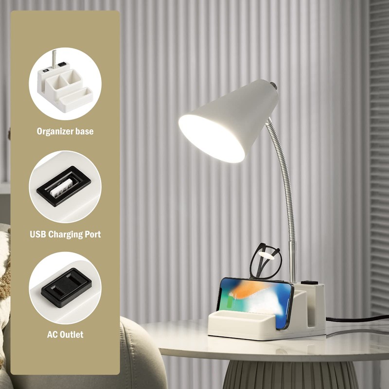 LED Desk Lamp with 1 USB Charging Port and 1