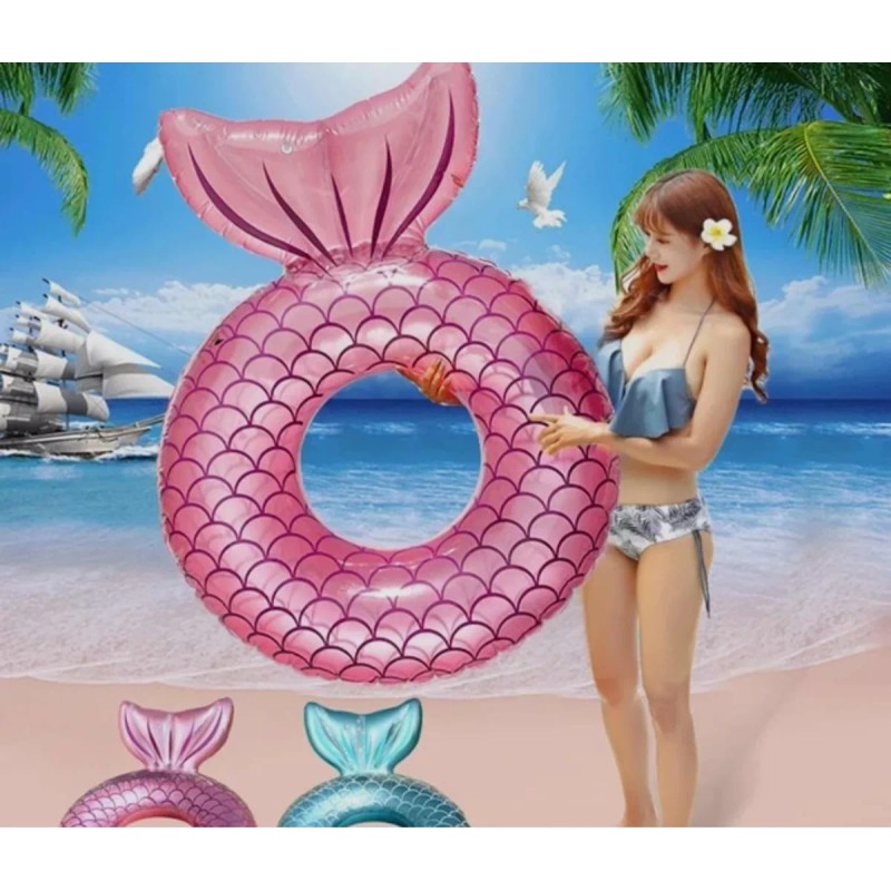 LiWang Inflable Cola Sirena Rosa Salvavidas Flotador Adulto Alberca