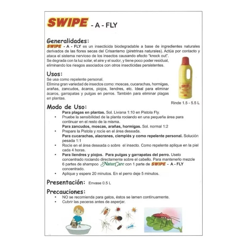 Swipe A Fly Insecticida Y Repelente Natural 500ml