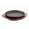 Happy Sales, Cast Iron Steak Plate Sizzle Griddle with Wooden
