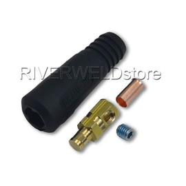RIVERWELD TIG Welding Cable Panel Connector Plug DKJ10-25 200Amp with Black Colour Dinse-Style Quick Fitting Pack of 2