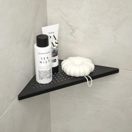 Bernkot Corner Shower Shelf, 10" Matte Black 304 Stainless Steel Grout in Shelf Rack for for Tiled Wall, Recessed Bathroom Shelf