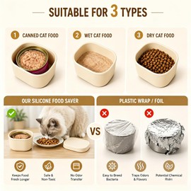 AMBAYLOG 3 PACK Dog Cat Food Storage Container Set with Spoon & Can Opener, Airtight Silicone S/M/L Pet Food Sealer for 3/5/7oz Cans, Reusable Wet Food Storage Box Can Lid Keep Food Fresh in Fridge