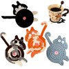 4PC Drink Coaster Cat Gifts for Cat Lovers, Fun Woven
