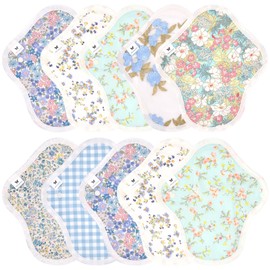 Cloth Napkins, NO 4, Organic Cotton, Set of 10, v10 bl, Pastel Blue, Light Blue, Pure Small Flowers