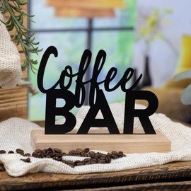 Rerum & Consilium Coffee Bar Lettering Made of Wood and Metal, 17.5 x 13 cm, High-Quality Café Decoration, Coffee Decoration, Coffee Bar Lettering