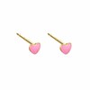 Cute Tiny Red Pink Enamel Heart Gold Plated Small Stud