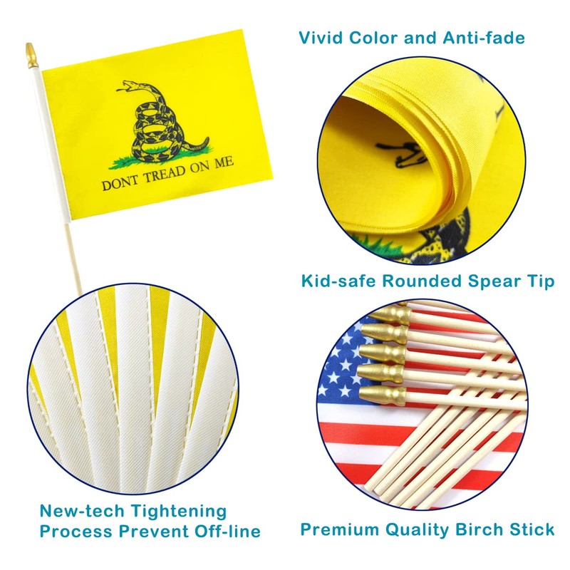 QQSD Dont Tread on Me Gadsden Small Flag Stick Mini