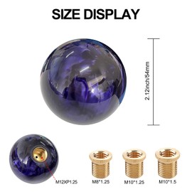ATNVIDSG Round Ball Marble Style Shift Knob Universal Manual Shift Knob Spherical Marble Style Shift knob with 3 Adapters M8x1.25, M10x1.25, M10x1.5 (Purple)