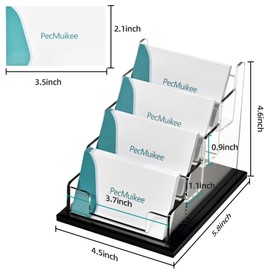 PecMuikee Business Card Holder for Desk，Acrylic Business Card Display Stand,Multiple Business Card Holders for Office, Exhibition, Home, Restaurant (4 Slot)