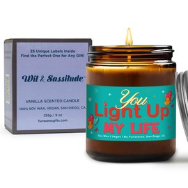 Wit & Sassitude Unique Vanilla-Scented Aromatherapy Candle with 25 Unique Labels Included in 1 Gift! Personalize Gift-Giving for Women, Valentine's Day, Unique Birthday Gifts - Family Ties Collection