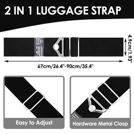 Gutsdoor 2-in-1 Travel Belt Luggage Strap 4 Pack Add a Bag Luggage Strap, Over Handle Suitcases Belt, Adjustable Travel Bag Accessories for Carry On Bag (Black)