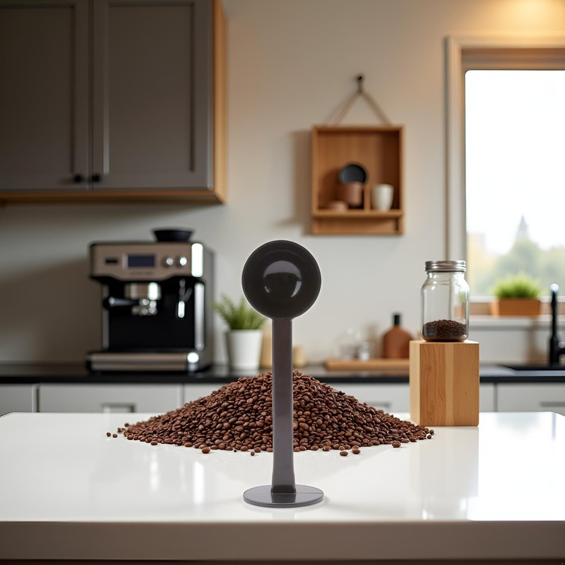 Black 2-In-1 Espresso Coffee Bean Spoon Tamping Scoop Tamper Tea