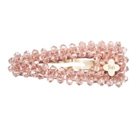 SHE'S FREE STYLE JUST FOR YOU Handweave Crystal Hair Claw Clips, Sparkling Mini 1.97" Hair Clips for Women, Copper Base Non-Slip Edge Design for Thin Hair (Pink)