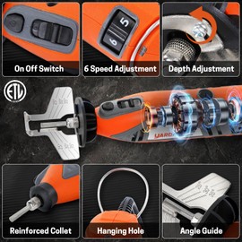 YARDMARIS 7 PCS Electric Chainsaw Sharpener Kit, High-Speed Chain Saw Blade Sharpener Tool with Diamond Sharpening Wheels, Angle Adjustment Guide and Wrench