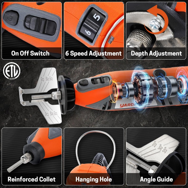 YARDMARIS 7 PCS Electric Chainsaw Sharpener Kit, High-Speed Chain Saw