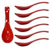 Albedel Red 6 pcs Porcelain Soup Spoon Round-Bottom Asia Ceramic