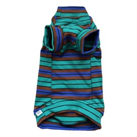 Vintage Stripes Sphynx Hairless Cats Shirt Cotton Cat Turtleneck Pet Clothes Kitten T-Shirts with Sleeves for Sphynx Cornish Rex, Devon Rex, Peterbald (Green Stripe, X-Small (Pack of 1))