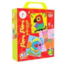 Kalakaram Pom Pom Picasso DIY Art & Craft Kit – Mess-Free Creative Activity for Kids, Pom Pom Craft & Activities, Gifts for Girls & Boys Ages 4, 5, 6, 7, 8, 9, Fun DIY Craft Kits for Children