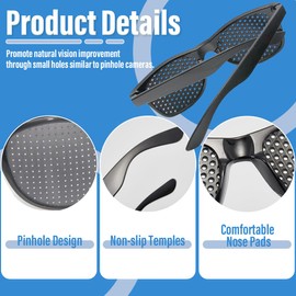 Schwarze Rasterbrille Pinhole Glasses, 2 Stück Lochrasterbrille Pinhole Glasses Multi Dot Brille, Rasterbrille