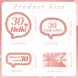 30th Photo Props, 38 Pieces Photo Box Accessories Photo Booth for 30th Birthday Party, Rose Gold Photo Booth Props Party Photo Booth Props Mix of Caps, Photo Box Accessories 30th Birthday