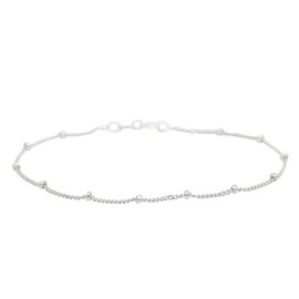 Kualitas Genuine 925 Sterling Silver Saturn Curb Chain, 2mm Beads Bracelet 8.5"