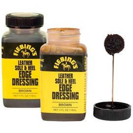 Fiebing's Leather Sole & Heel Edge Dressing, 2-Pack Brown (4 oz) - High Gloss Shoe Dressing for Leather Soles & Heels - Provides a Protective Finish - Includes Brush Applicator