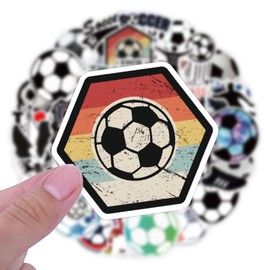 T-Likymo Soccer Stickers for Water Bottles | 50pcs Soccer Vinyl Stickers for Laptop Wall Skateboard Book Car, Waterproof Soccer Ball Sticker Decal, Sports Stickers for Adults Teens Boys and Girls