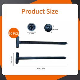 50 PCS Nylon Cable Tie Buckle, Heavy Duty Zip Ties Holder, Plastic Rivet Fasteners, Universal Holder, for Auto Fenders Trunks Engine Repair (Black)