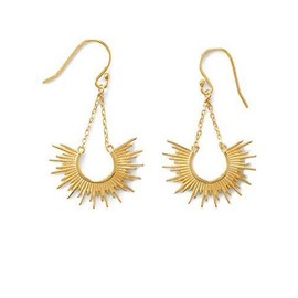AzureBella Jewelry Sunrise Earrings 14k Gold-plated with Chain Half Sun Design