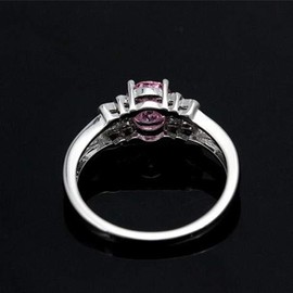 Uloveido Fashion Engagement Wedding Rings for Bridal Women Pink Cubic Zirconia Promise Rings White Gold Plated for Girls Size 9 Y3310