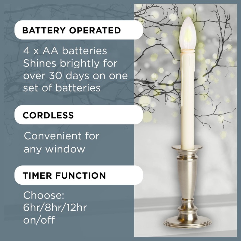 Celestial Lights Set of 4 Battery Operated Window Candles with