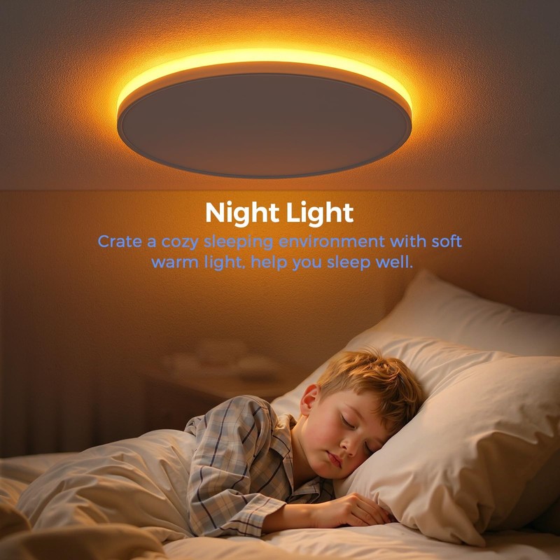 SunRider 2-Pack LED Flush Mount Ceiling Light Fixture with Night