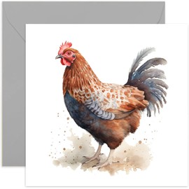 Old English Co. Watercolour Hen Chicken Greeting Card for Birthday - Cute Birthday Card for Mum, Nan, Her - Wildlife Art Card for Thinking of You, Thank You, Just Because | Blank Inside Envelope