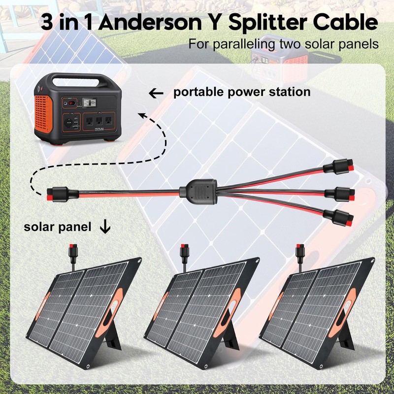 PAEKQ Anderson Y Splitter Cable Solar Panel Connector 1 to